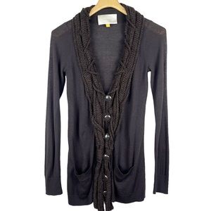 Leifsdottir Anthropologie Wool Blend Cardigan Sweater Brown Size Small